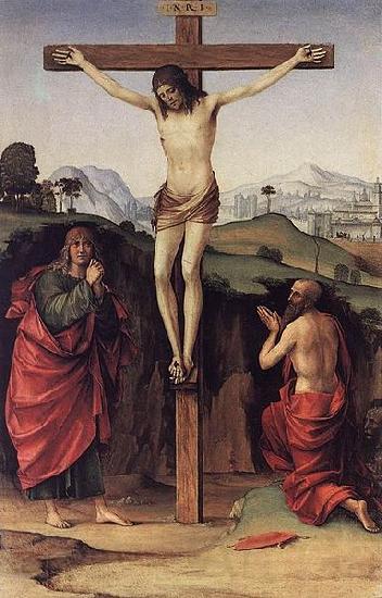 Francesco Francia Crucifixion with Sts John and Jerome